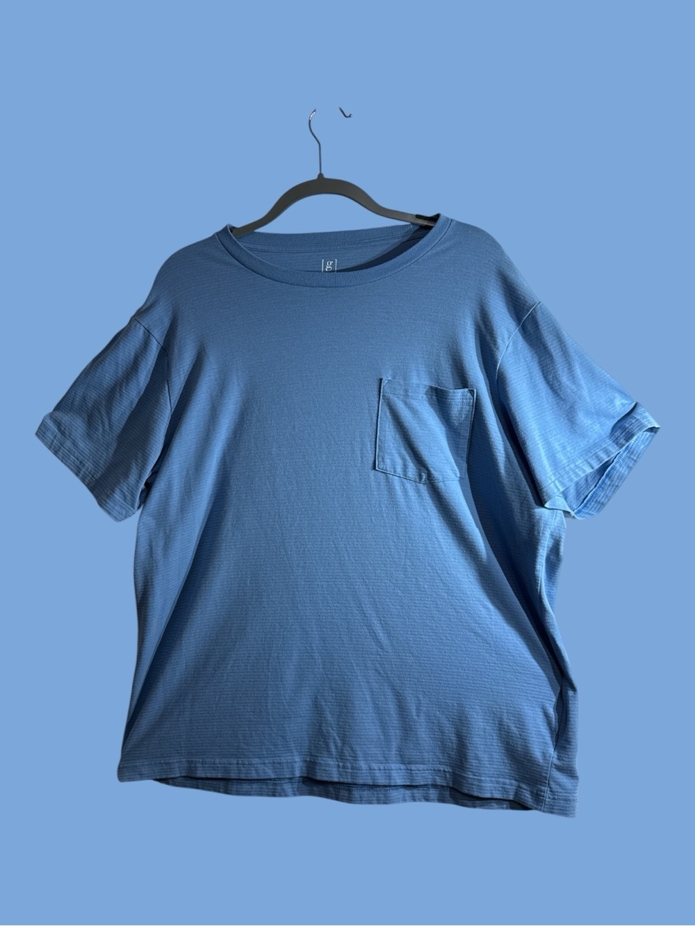 George One Pocket Short Sleeve T-Shirt Blue Thin Stripes Size XL
